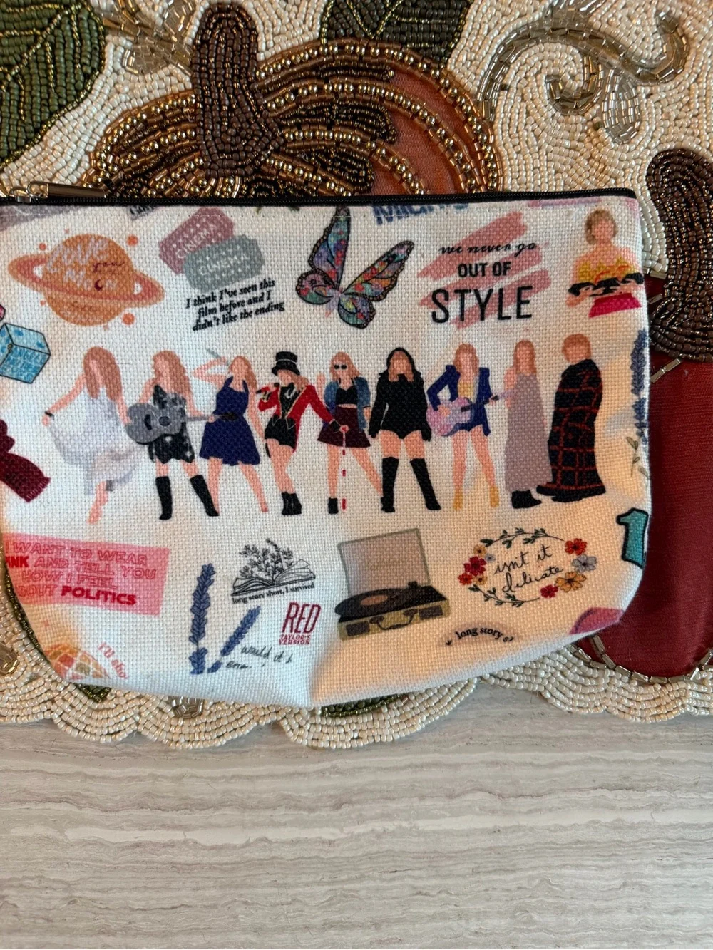 Taylor Swift Eras Fleece Blanket & Zippered Makeup Pouch Set Swiftie Fan Merch